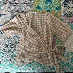 madewell gingham wrap top